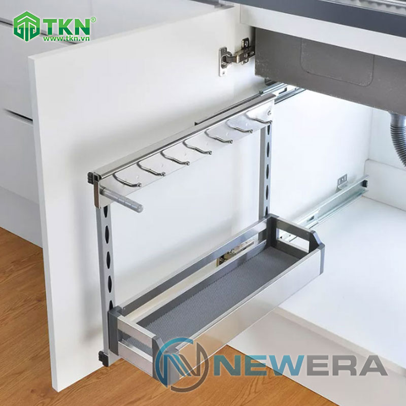 Giá đựng nước rửa NewEra NE355.250EL giảm chấn inox hộp 304, rộng 250mm 7