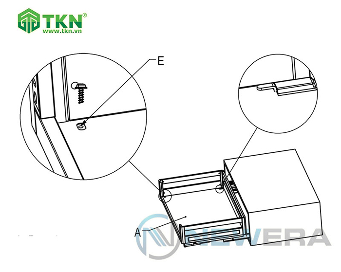 Cố định ngăn kéo với ray trượt