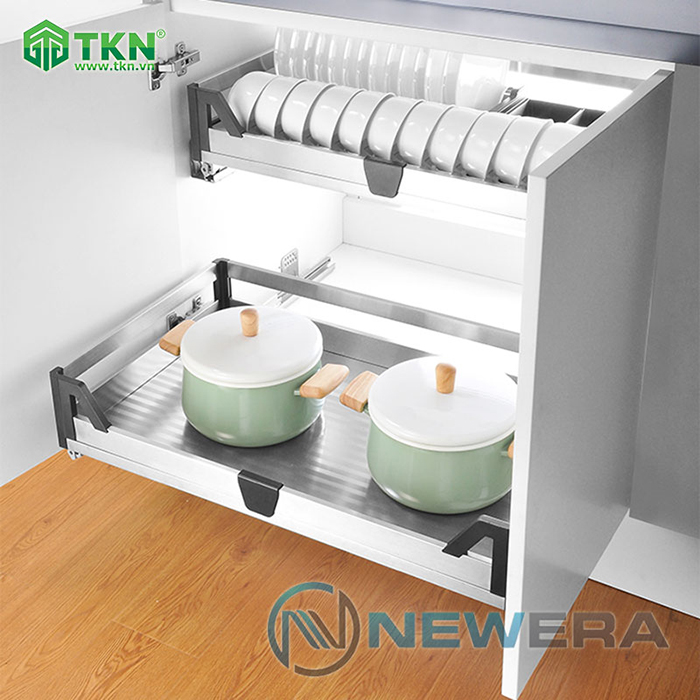 Kệ ngăn kéo để xoong nồi cánh mở NewEra