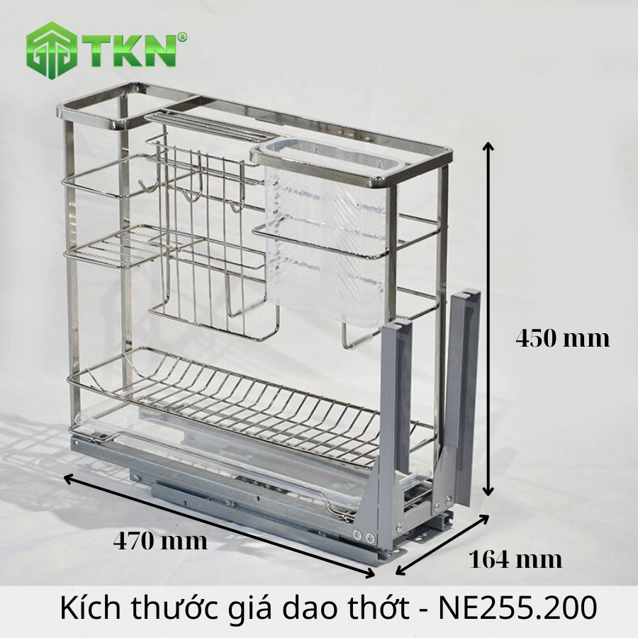 Kích thước giá dao thớt gia vị chai lọ NewEra NE255.200