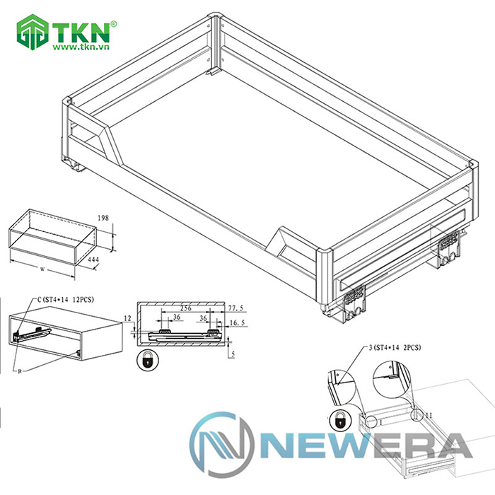 Thiết kế kệ ngăn kéo để xoong nồi