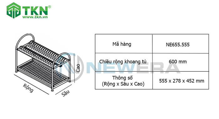 Thông số kích thước giá bát NewEra NE655.555