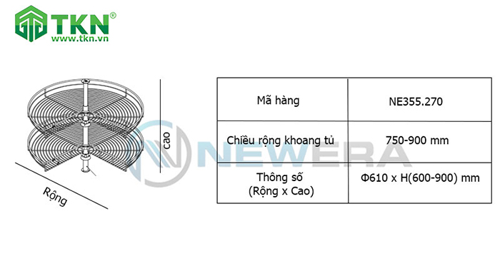 Thông số kích thước kệ góc NewEra NE355.270