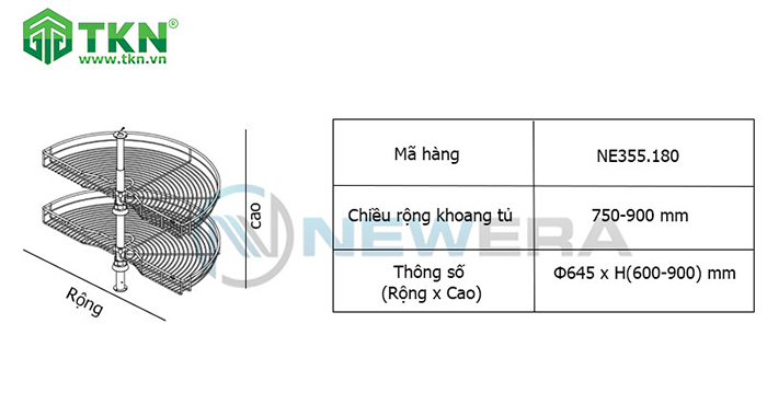 Thông số kệ xoay NewEra NE355.180