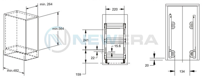 Thông số kỹ thuật sản phẩm giá dao thớt NewEra - NE355.350